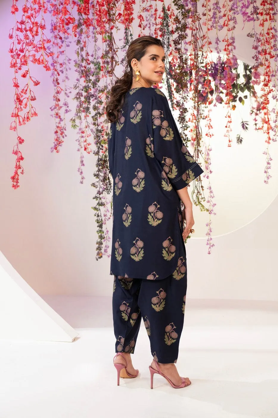 2 Pc Printed Raw Silk Outfit