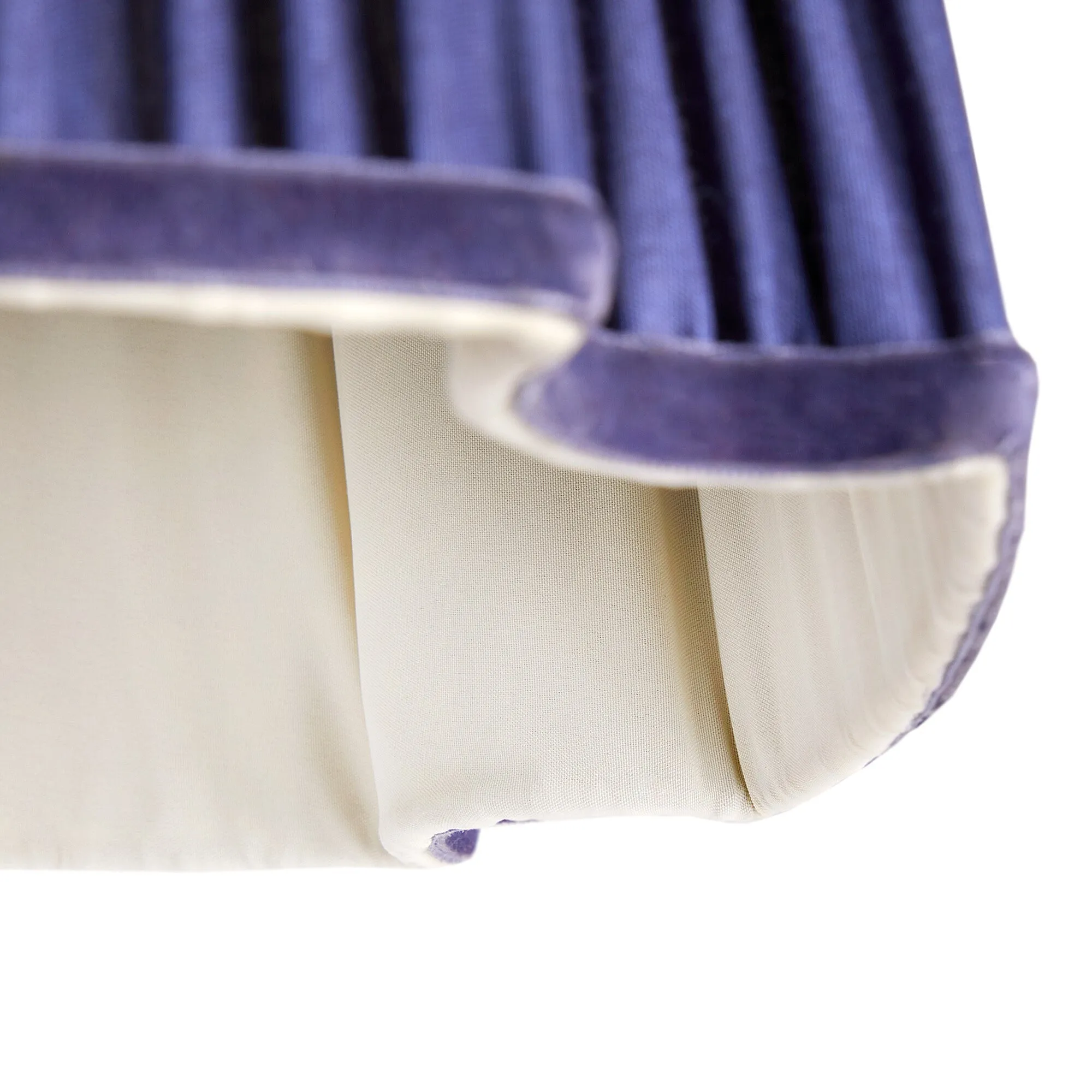 25cm fluted fancy shade in cobalt silk with velvet tape