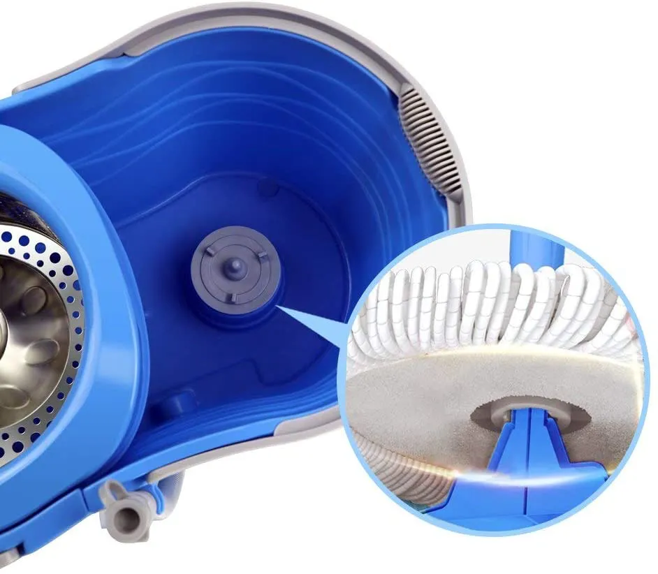 360 Spin Mop and Bucket System with 5 Reusable Microfiber Mop Heads and 1 Cleaning Brush Spining Mop Bucket Set with Wringer on Wheels and Collapsible Handle