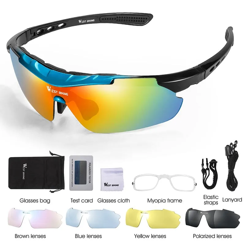 5 Lens Polarized Cycling Eyewear Outdoor Sport Sun Glasses Bicycle Glasses Men Women Protection Goggles Bike Sunglasses