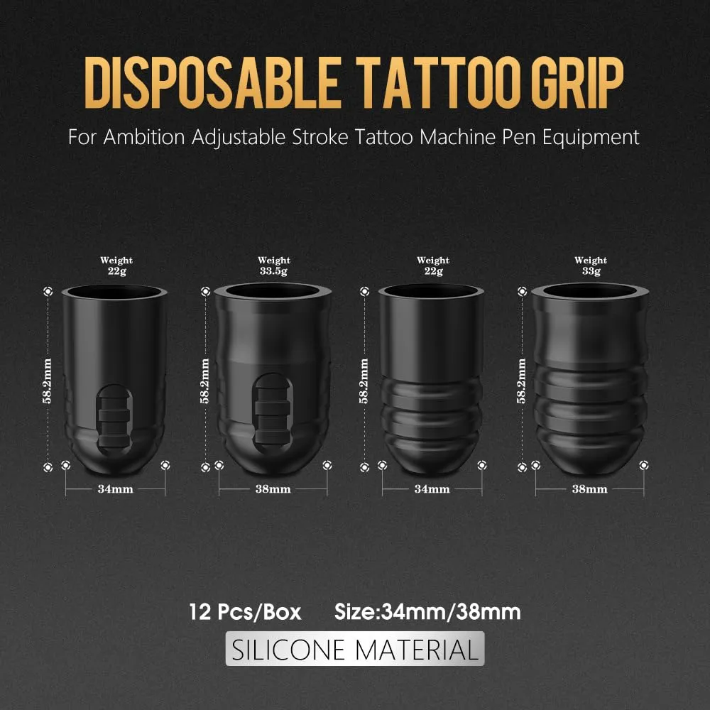 Ambition Mars-U P1 Disposable Tattoo Rubber Grips - 12pcs 34mm