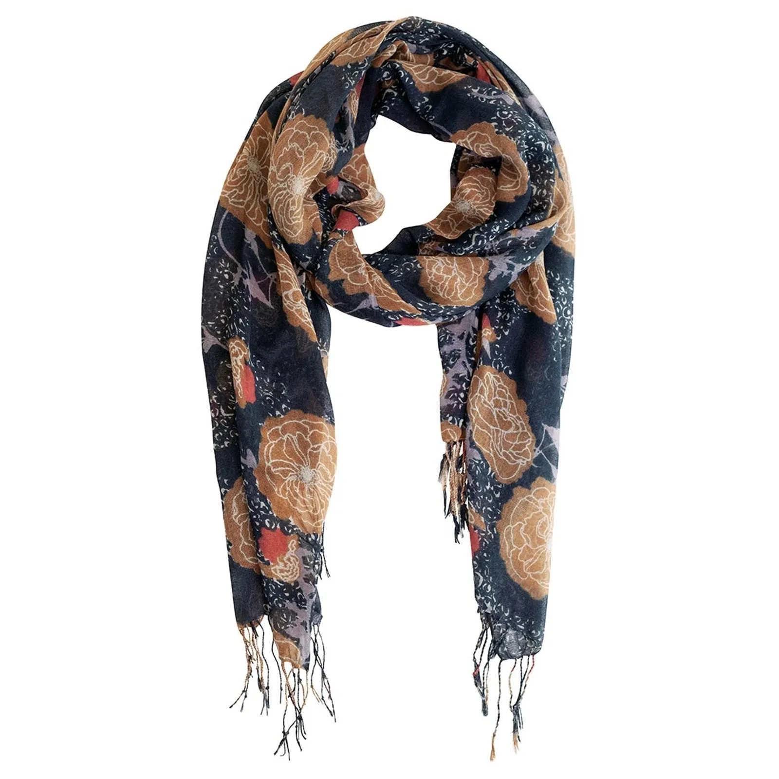 Autumnal Roses Featherweight Tassel  Lux Scarf