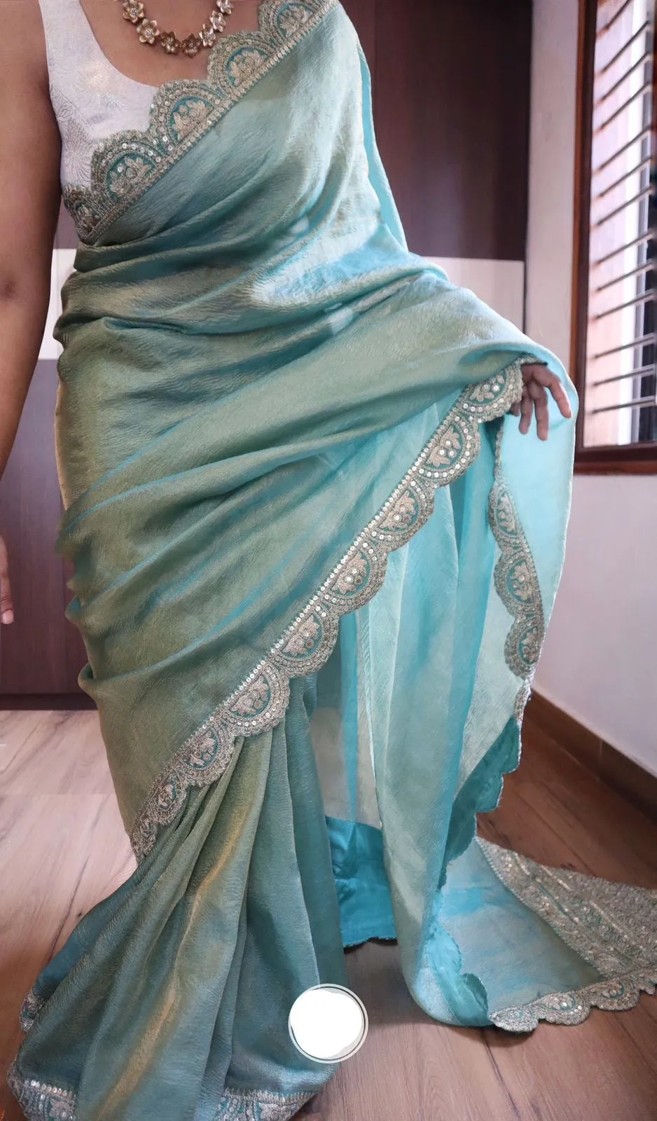 Banarsi Saree Crushed Tissue Indian Partywear Sarees