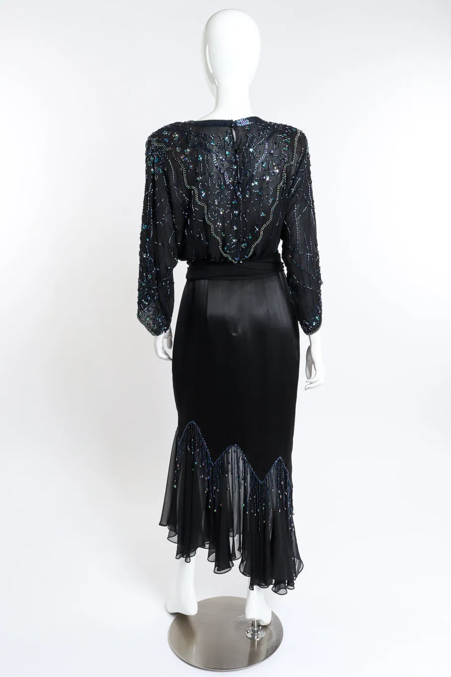 Beaded Fringe Silk Dress