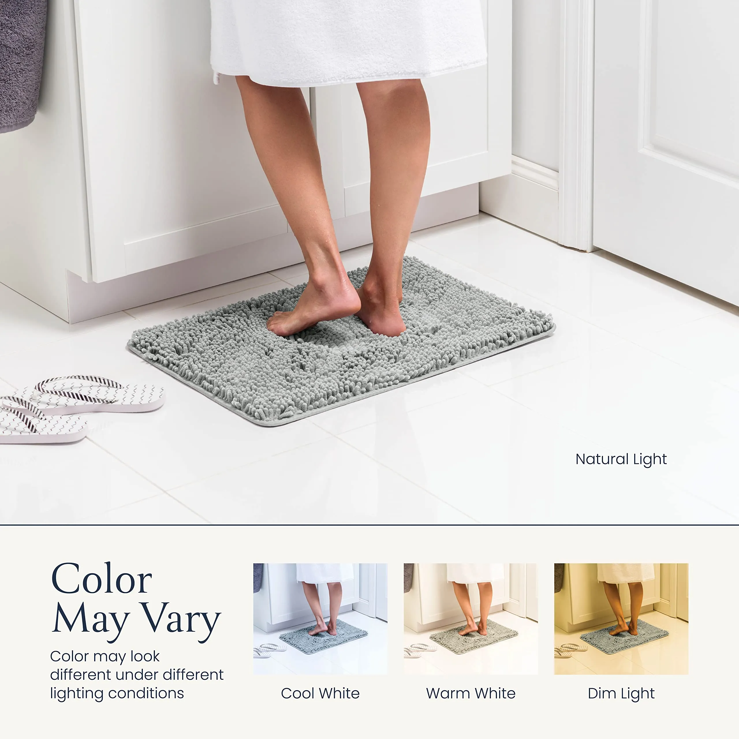 BELADOR Bathroom Rugs Sets 2 Piece- Plush Bath Mat Set Quick-Dry Soft Chenille Bathroom Mat with Rubber Backing, Absorbent Bathroom Rug Set, Washable Bath Rugs for Bathroom- Bath Mats 24x17   30x20