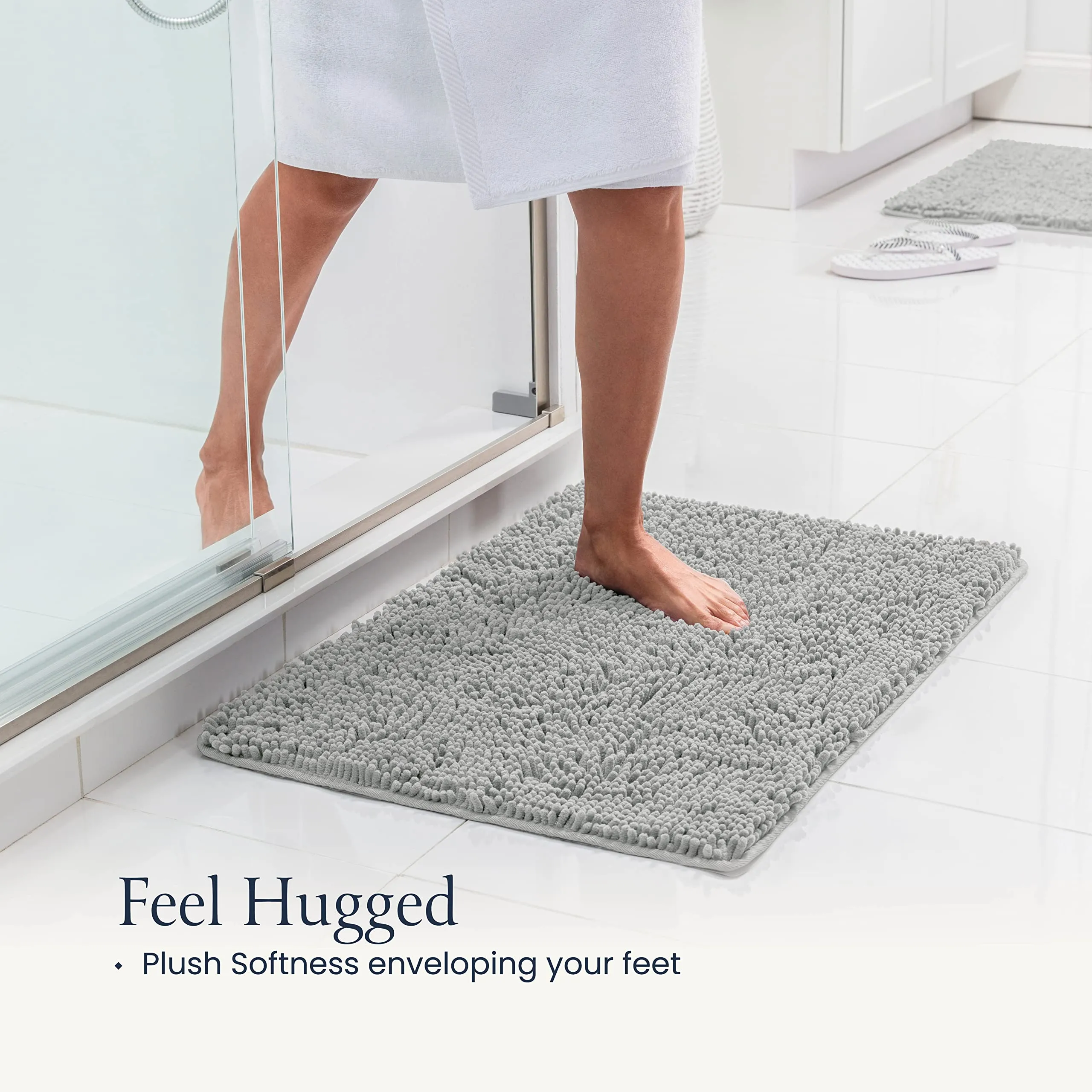 BELADOR Bathroom Rugs Sets 2 Piece- Plush Bath Mat Set Quick-Dry Soft Chenille Bathroom Mat with Rubber Backing, Absorbent Bathroom Rug Set, Washable Bath Rugs for Bathroom- Bath Mats 24x17   30x20