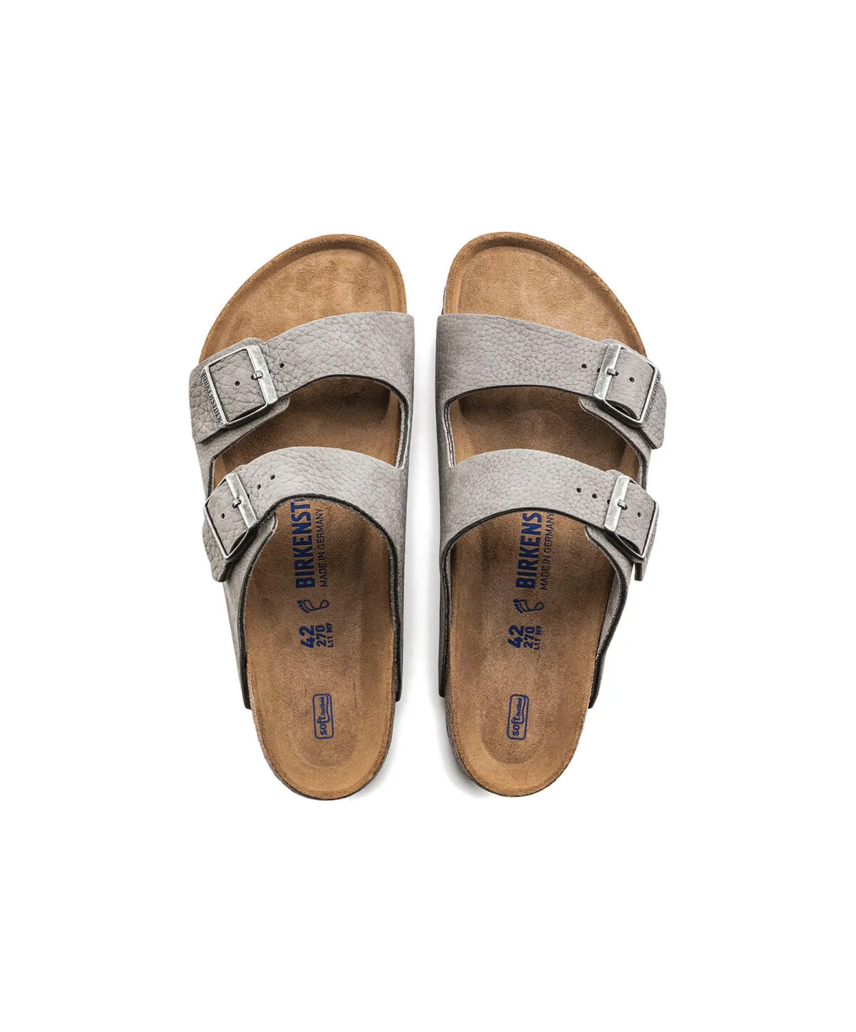 Birkenstock Arizona Nubuck Leather Desert Buck Whale Grey Sandals