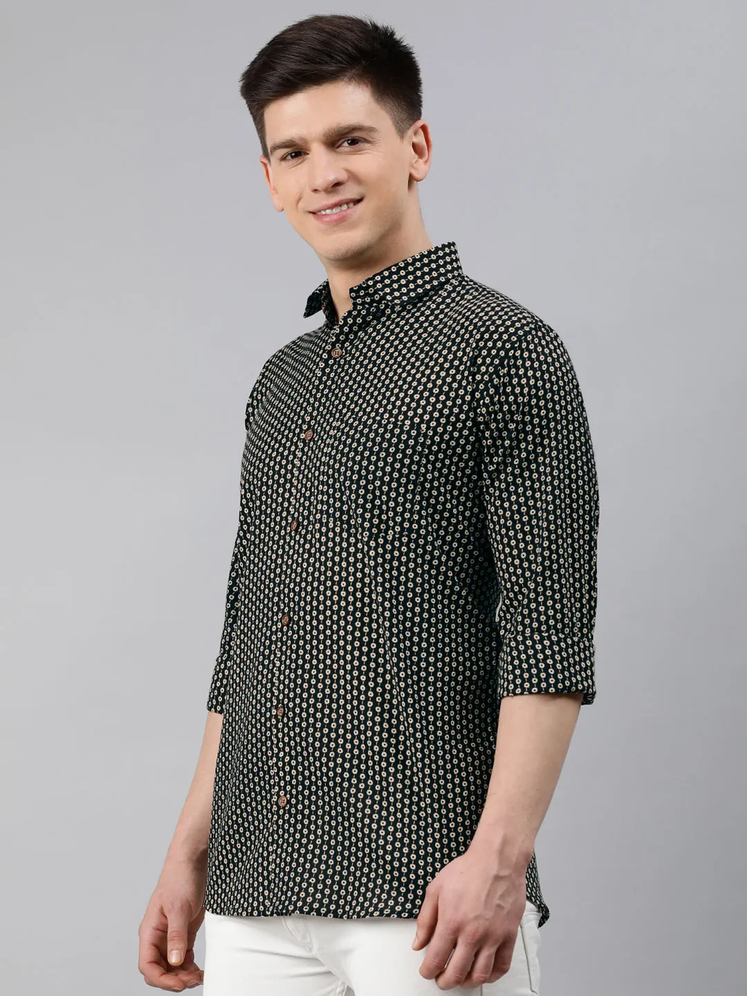 Black Cotton Full Sleeves Shirts For Men