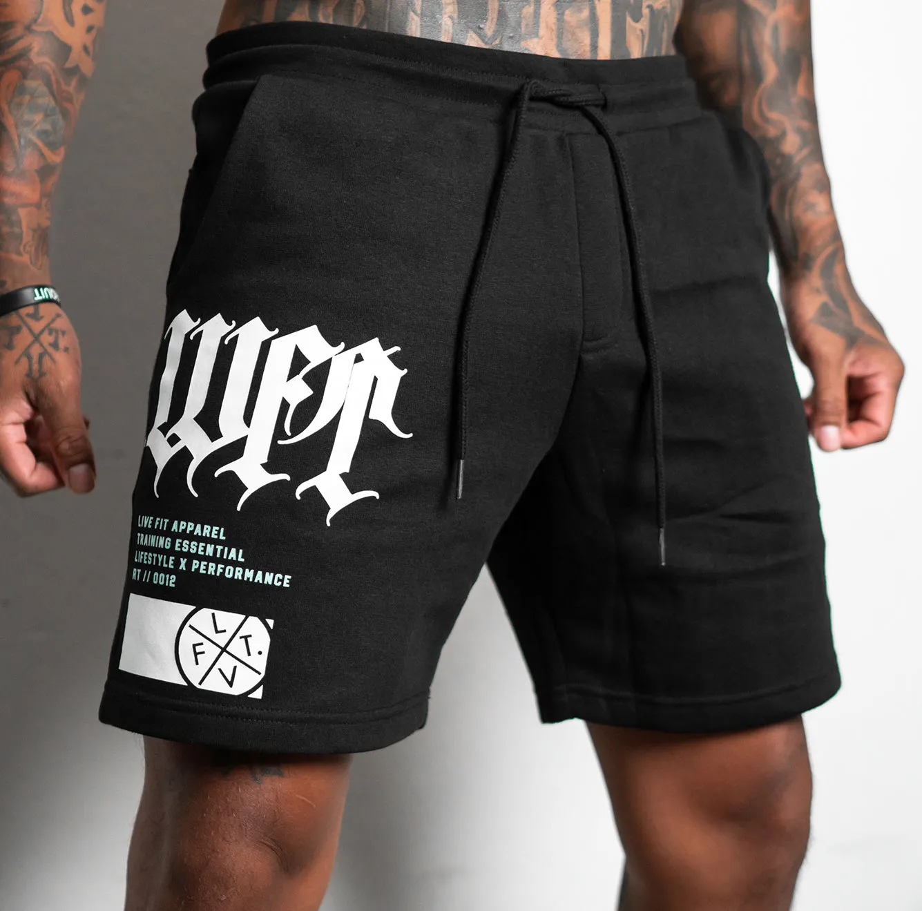 Blackletter Fleece Shorts - Black Teal