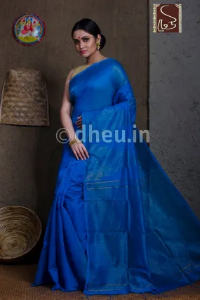 Blue Handloom Silk Cotton Zaripar