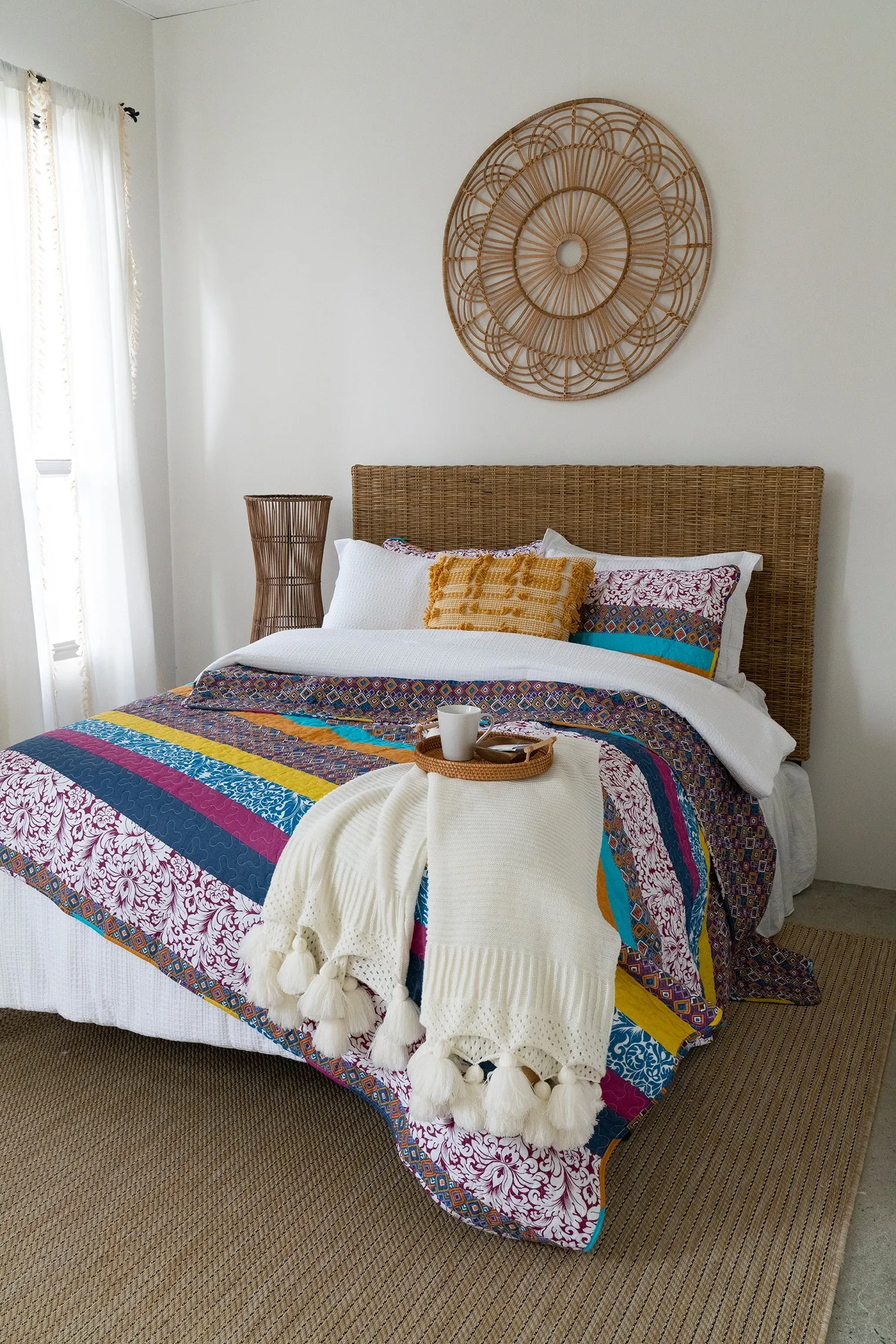 Boho Knitted Tassel Throw