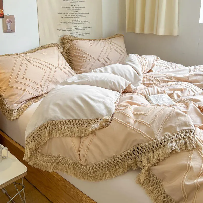 Boho Tassel Cotton Bedding Set