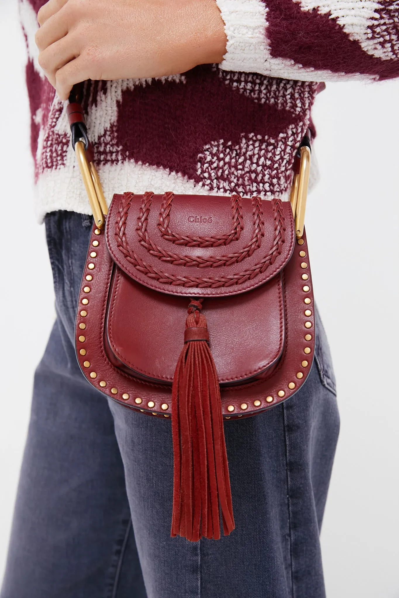 Chloe Whipstitch Leather Mini Hudson Handbag