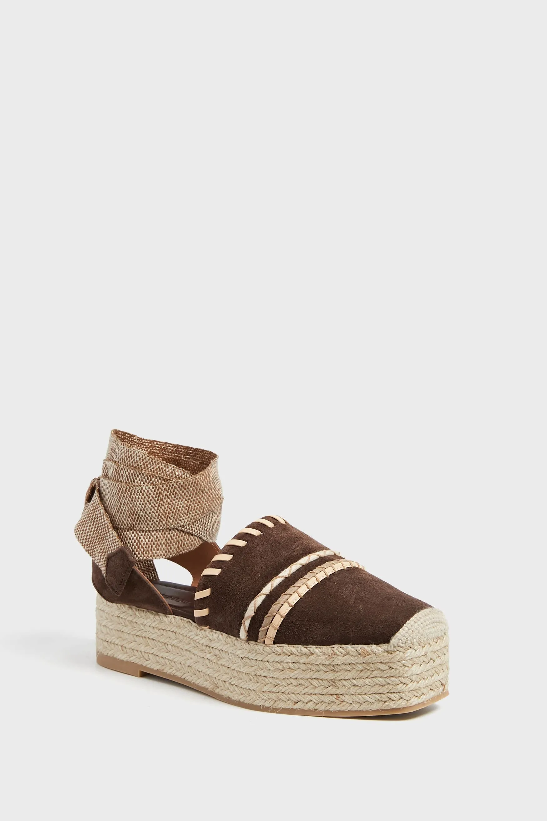 Dark Brown Stitch Detail Espadrilles