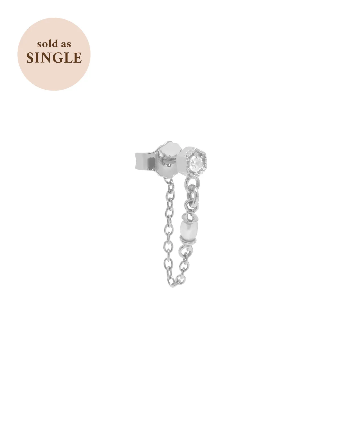 Delia Pearl Drop Stud - Sterling Silver