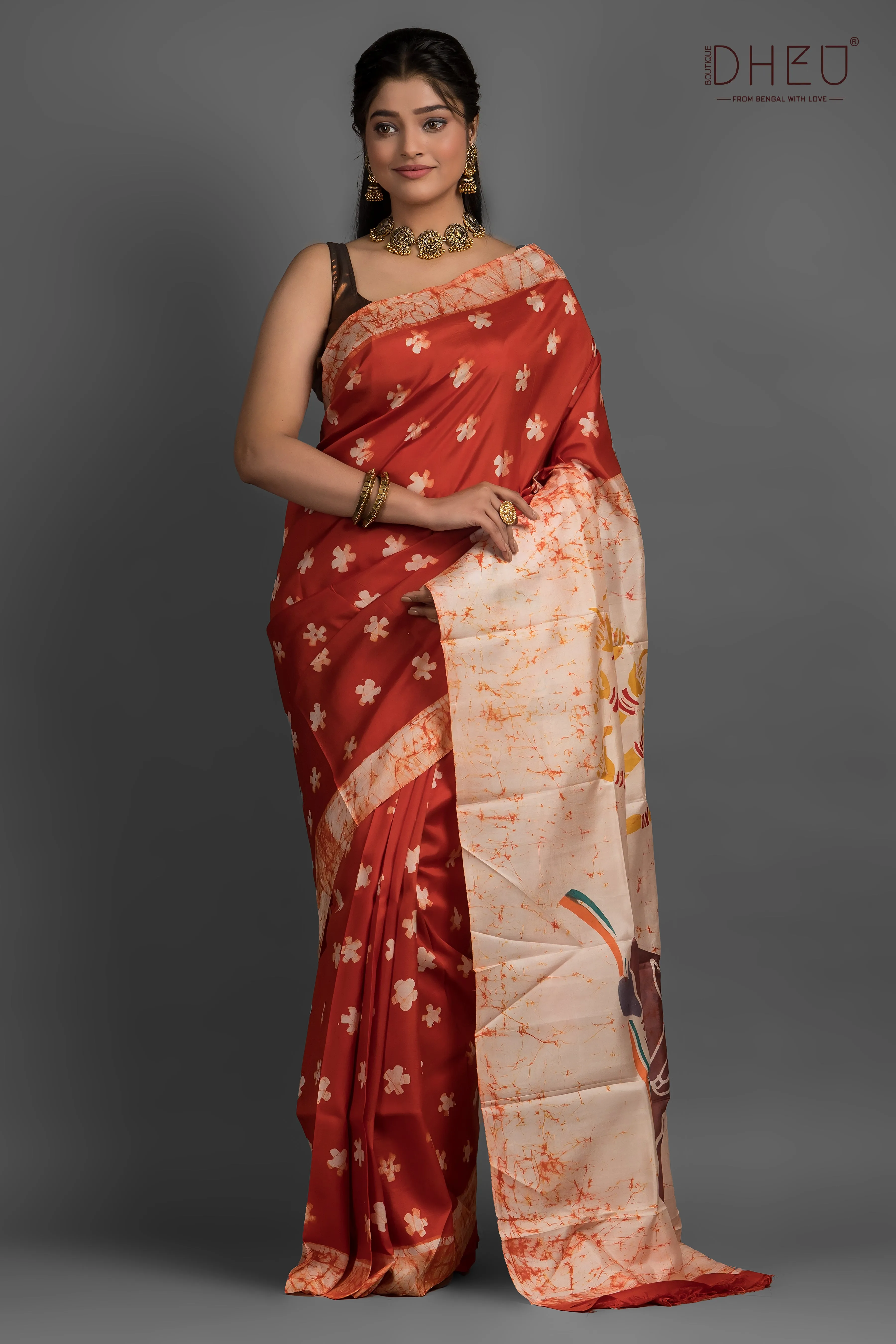 Durga-Bishnupuri Silk Batik Saree (Silk Mark Certified)