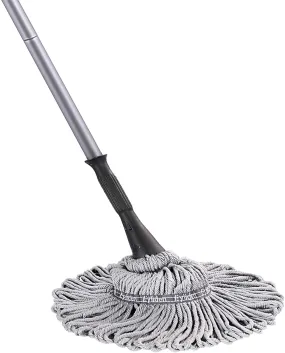 Eyliden Twist Mop & Refills Kit - Hand Release - Dry & Wet Mops for Hardwood, Tile Floor Cleaning - Easy to Wring, Include 2 Replacement Heads, 57.7inch Long Handle, Top Scouring Pad (Grey)