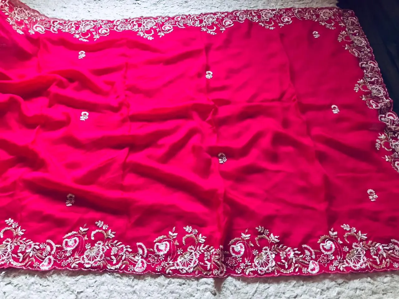 Feather pink organza saree