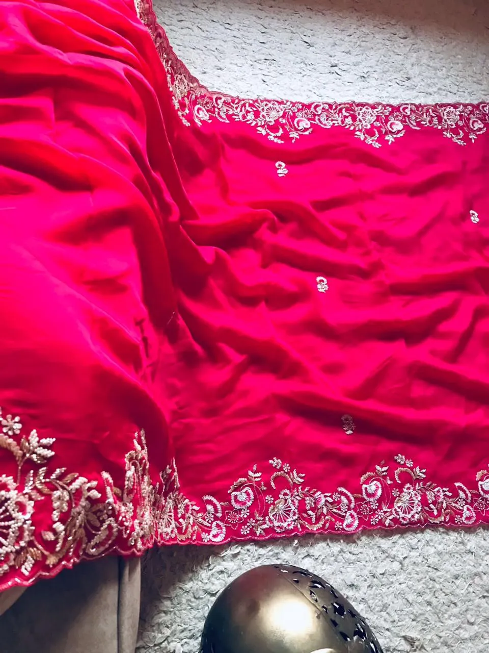 Feather pink organza saree