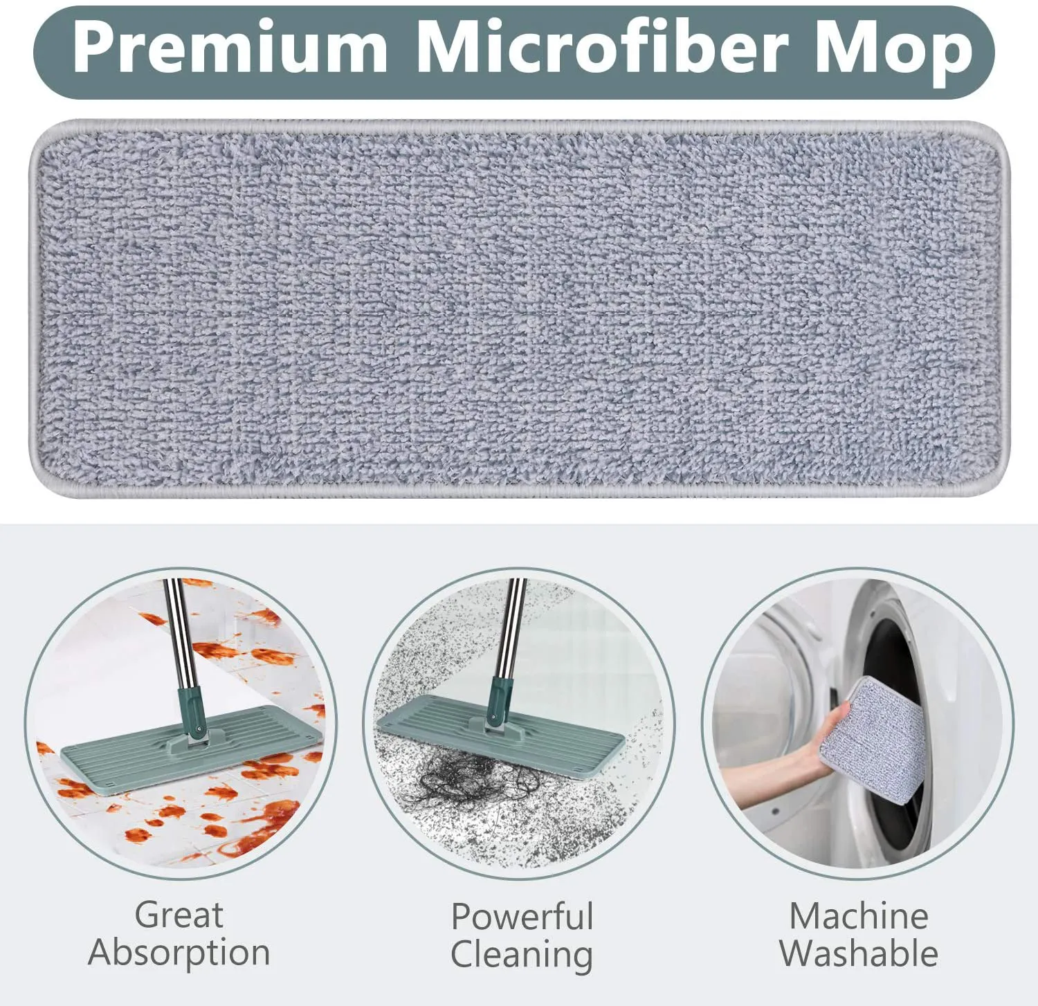 Floor Mop and Bucket Set, Aifacay Flat Mop Bucket System Flexible Mop Head 8 Reusable Microfiber Pads Home Hardwood Floor Mop Bucket with Wringer Extended Stainless Steel Handle Mop for Wood, Vinyl