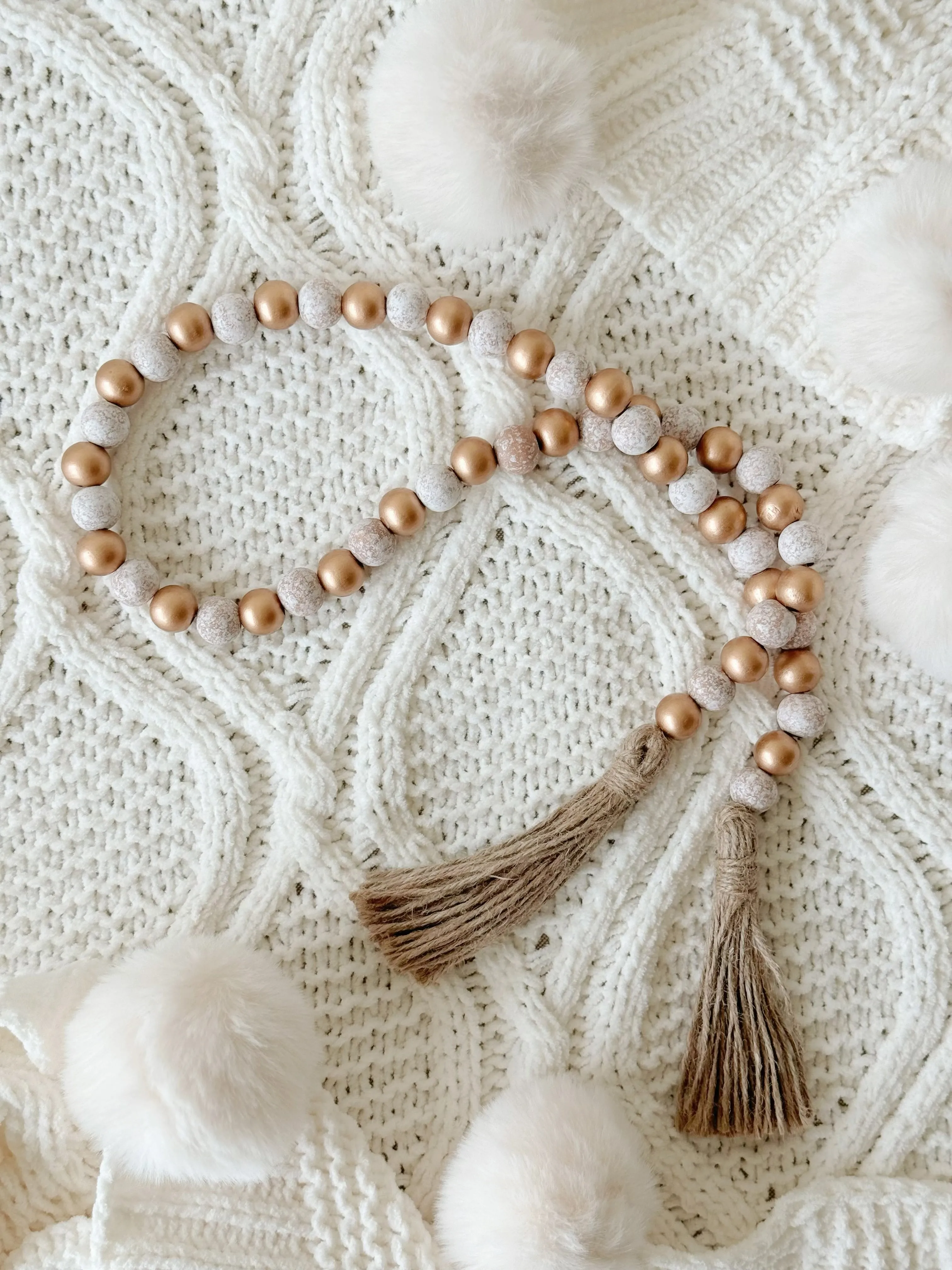 Frosted Elegance Beaded Tassel Garland