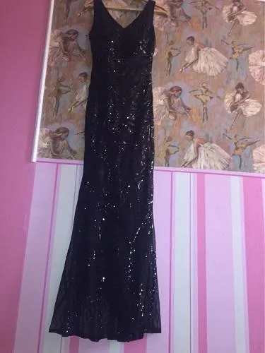 G16, Black Mermaid Shimmer Cocktail Gown, Size (XS-30 to L-36)