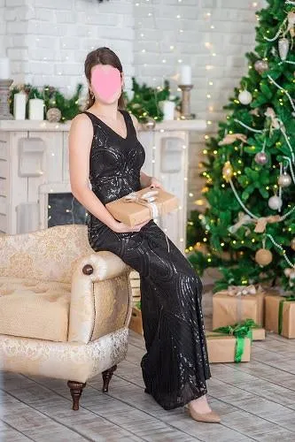 G16, Black Mermaid Shimmer Cocktail Gown, Size (XS-30 to L-36)