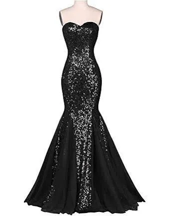 G51, Black Tube Top Mermaid Gown (XS-30 to L-36)