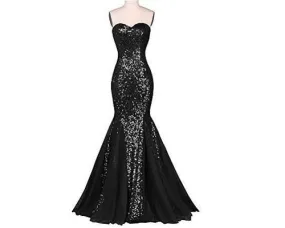 G51, Black Tube Top Mermaid Gown (XS-30 to L-36)