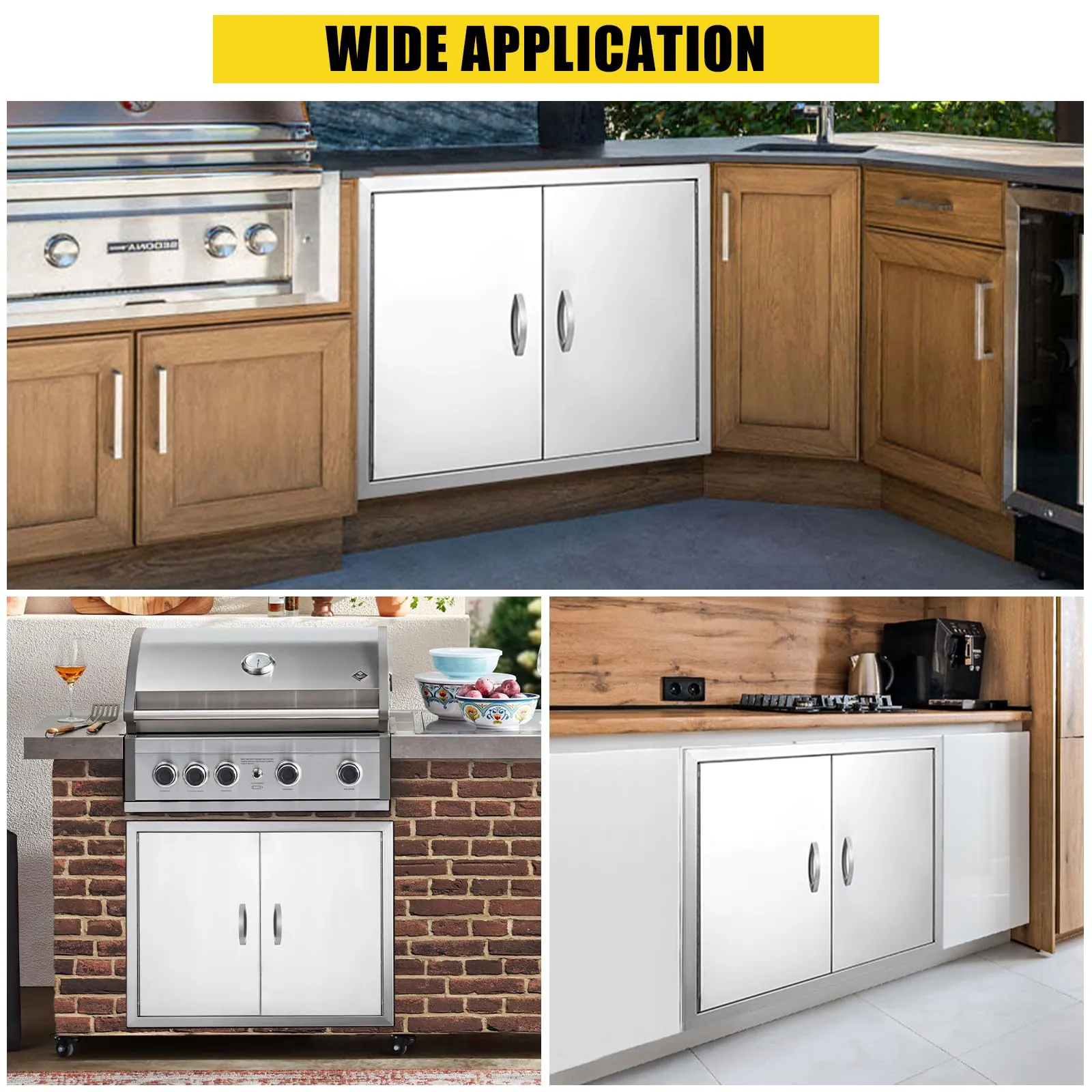 GARVEE BBQ Access Door 26 W x 24 H, Double Outdoor Kitchen Door, Weatherproof Built in 304 Stainless Steel with Handle for Outside, Commercial, BBQ Island, Grilling Station, Outside Cabinet