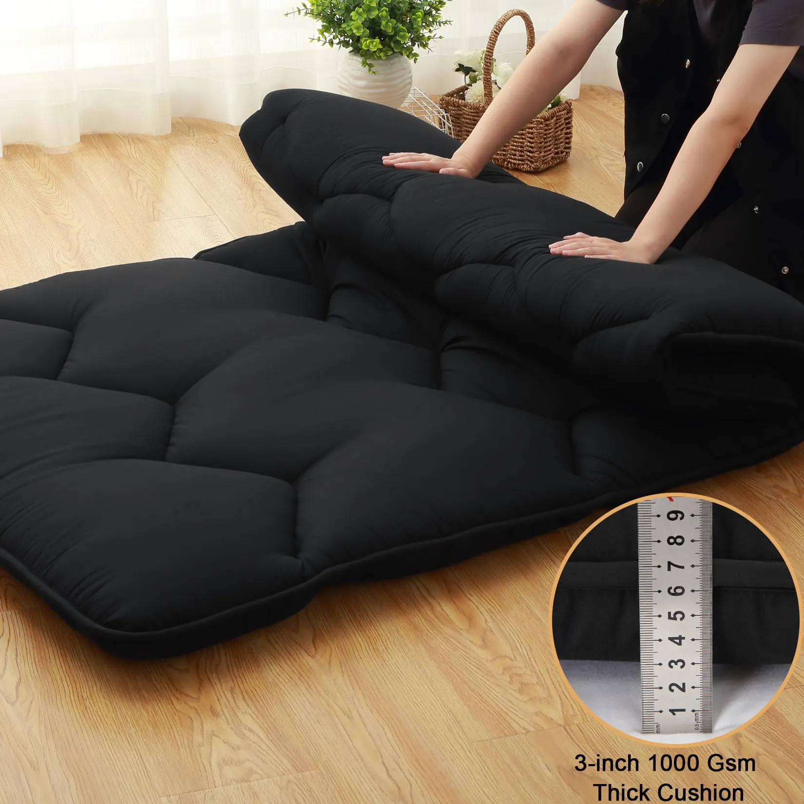 GARVEE Foldable Japanese Floor Mattress - Queen Size Futon Mattress Roll Up, Tatami Mat, Camping Mattress, and Couch Mattress Pad