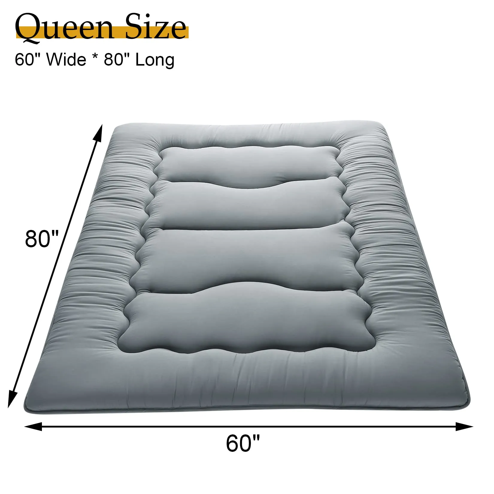 GARVEE Japanese Floor Futon Mattress, Thick Tatami Mat, Foldable Roll Up, Microfiber Fabric, Supportive Sponge, Twin/Full/Queen, Dormitory/Travel/Camping