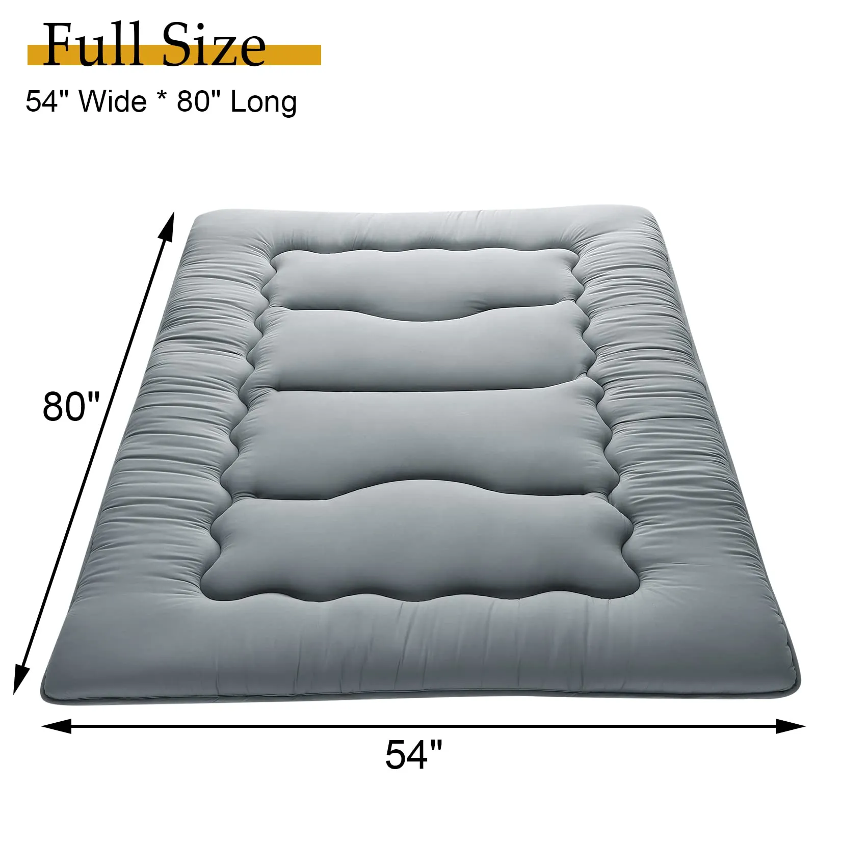 GARVEE Japanese Floor Futon Mattress, Thick Tatami Mat, Foldable Roll Up, Microfiber Fabric, Supportive Sponge, Twin/Full/Queen, Dormitory/Travel/Camping