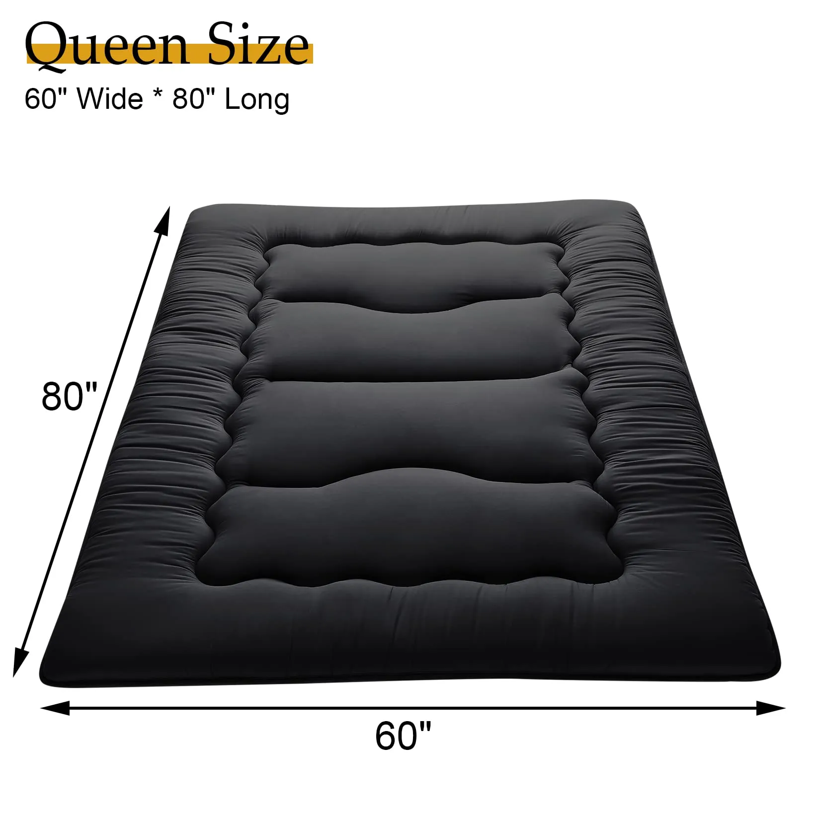 GARVEE Japanese Floor Futon Mattress, Thick Tatami Mat, Foldable Roll Up, Microfiber, Sponge Filling, Twin/Full/Queen, Dormitory, Camping