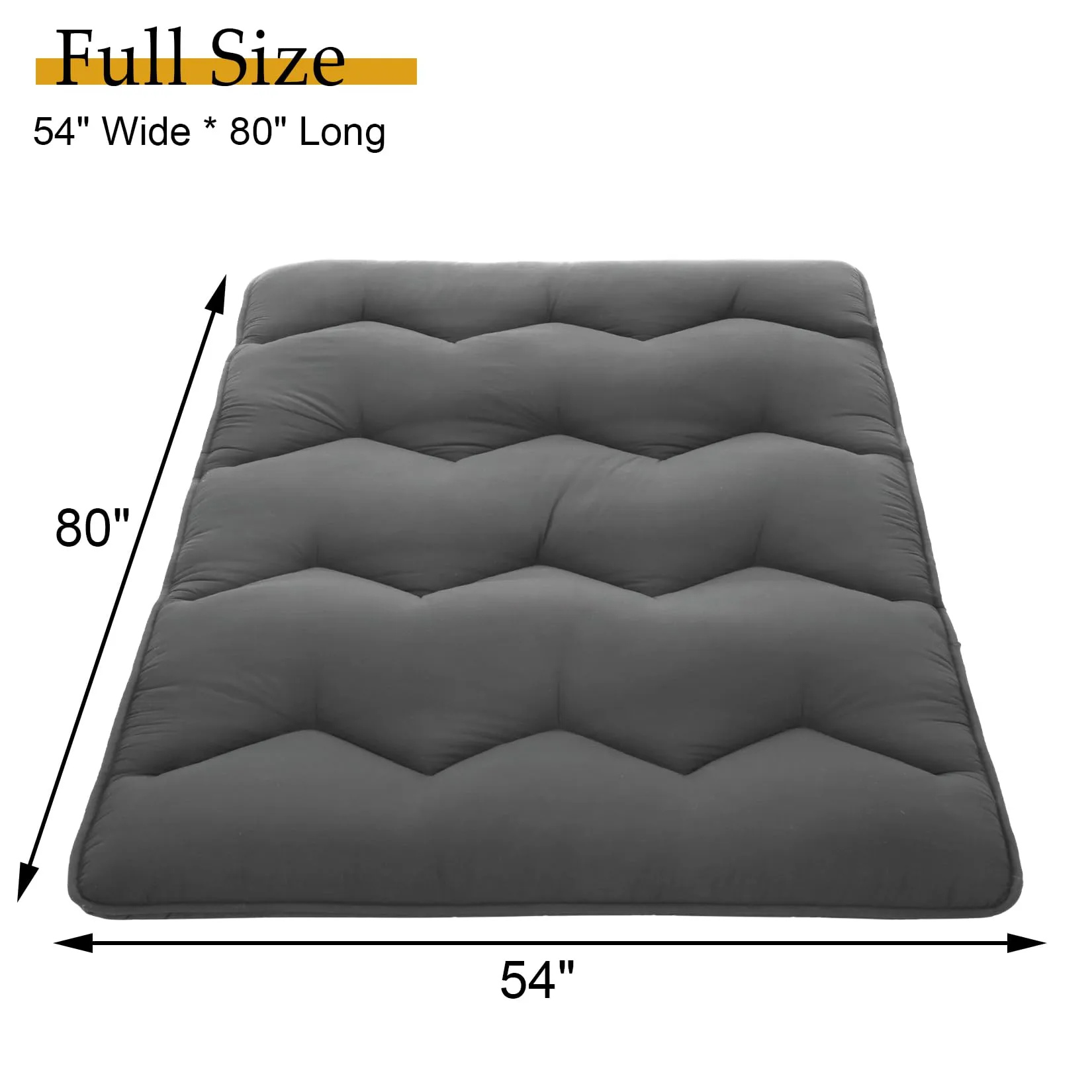 GARVEE Japanese Futon Mattress, Full Size Foldable Japanese Style Floor Mattress Roll Up, Tatami Mat, Camping Mattress Pad, Dark Grey