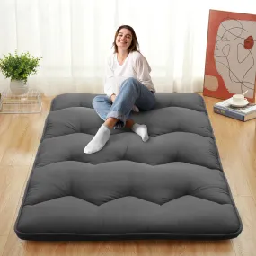 GARVEE Japanese Futon Mattress, Full Size Foldable Japanese Style Floor Mattress Roll Up, Tatami Mat, Camping Mattress Pad, Dark Grey