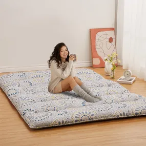 GARVEE Japanese Futon Mattress, Full Size Futon Floor Mattress Japanese Style Floral Pattern Mattress for Floor, Tatami Mat, Sleeping Mattress Pad for Camping Travel, Disc Flower