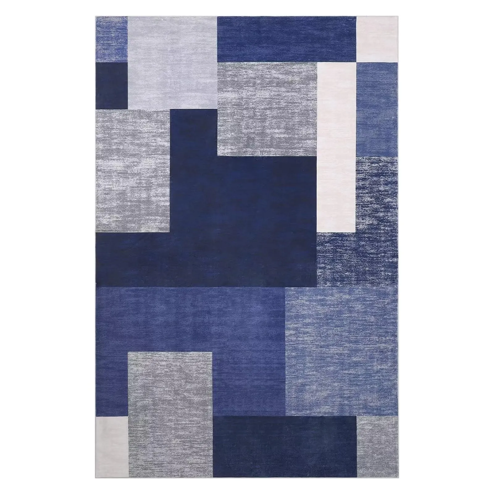 GARVEE Living Room Area Rug 9x12 Extra Large Geometric Rugs Machine Washable Indoor Modern Throw Carpet Soft Non Slip Bedroom Rug Non Shedding Contemporary Floor Cover for Dining Room Kitchen, Navy