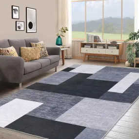 GARVEE Living Room Rugs 8x10 Geometric Rugs Machine Washable Modern Abstract Floor Carpet Ultra Soft Accent Rugs for Bedroom Non Slip Non Shed Floor Cover for Dining Room Kitchen Office, Grey