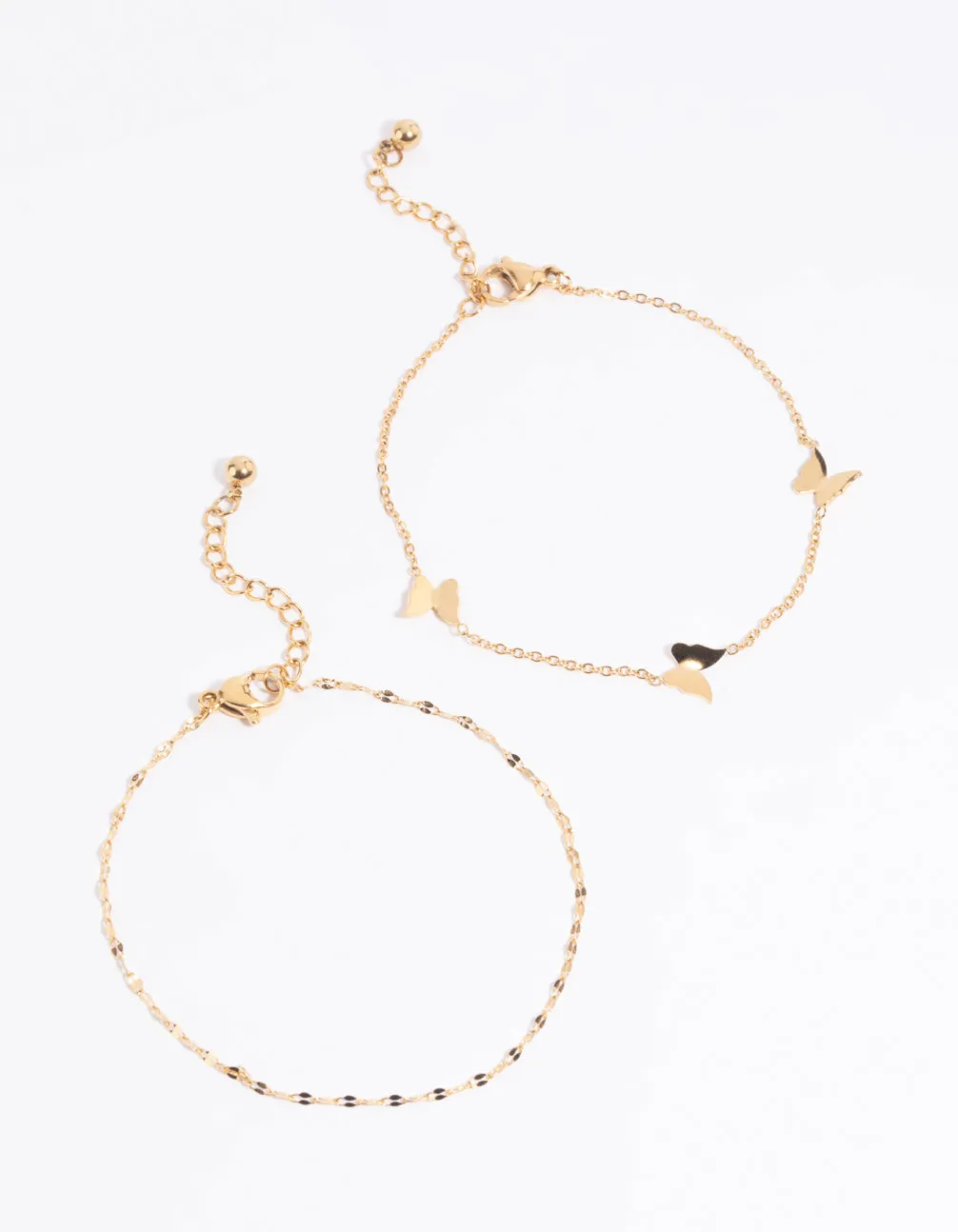 Gold Plated Stainless Steel Butterfly Chain Bracelet Set