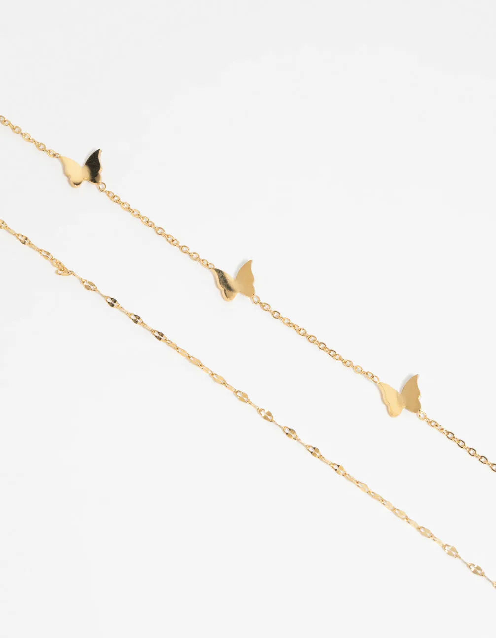 Gold Plated Stainless Steel Butterfly Chain Bracelet Set