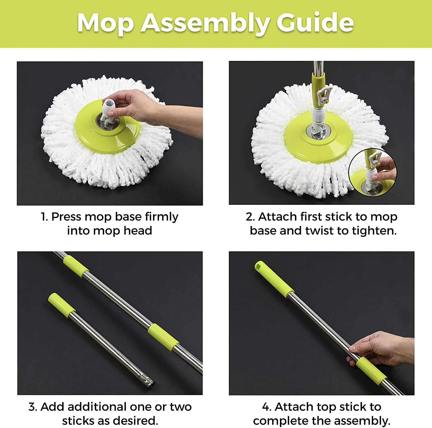 Green Direct Mop Stick Spin Mop Deluxe Bucket Cleaning System (Mop Stick and Microfiber Mop Head Included)