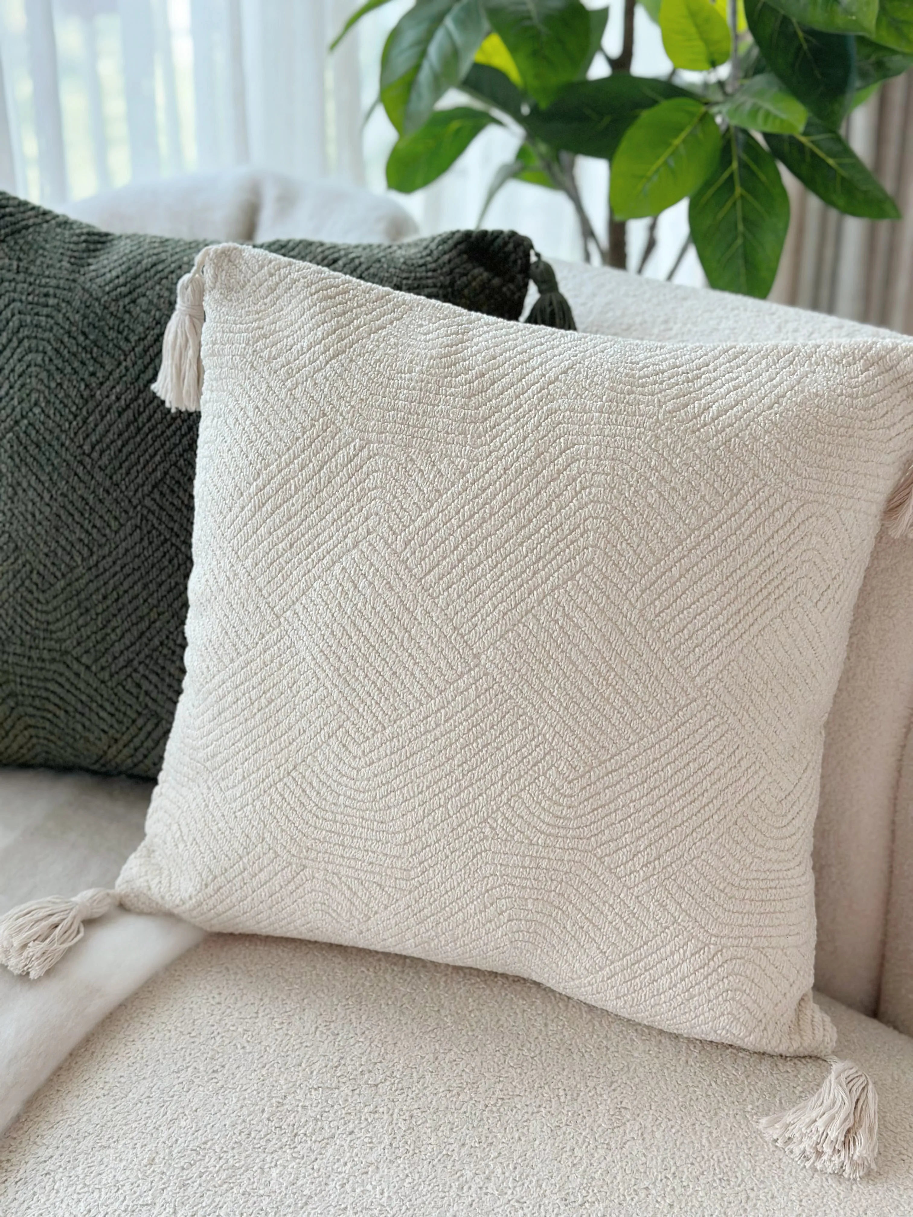 HerringHaven Tassel Cushion Cover - Beige