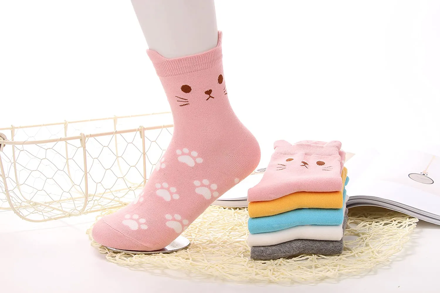 Jeasona Women'S Fun Socks Cute Cat Animals Funny Funky Novelty Cotton Gifts