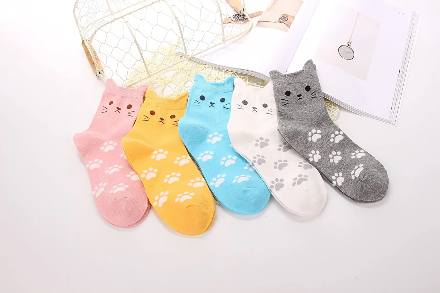 Jeasona Women'S Fun Socks Cute Cat Animals Funny Funky Novelty Cotton Gifts