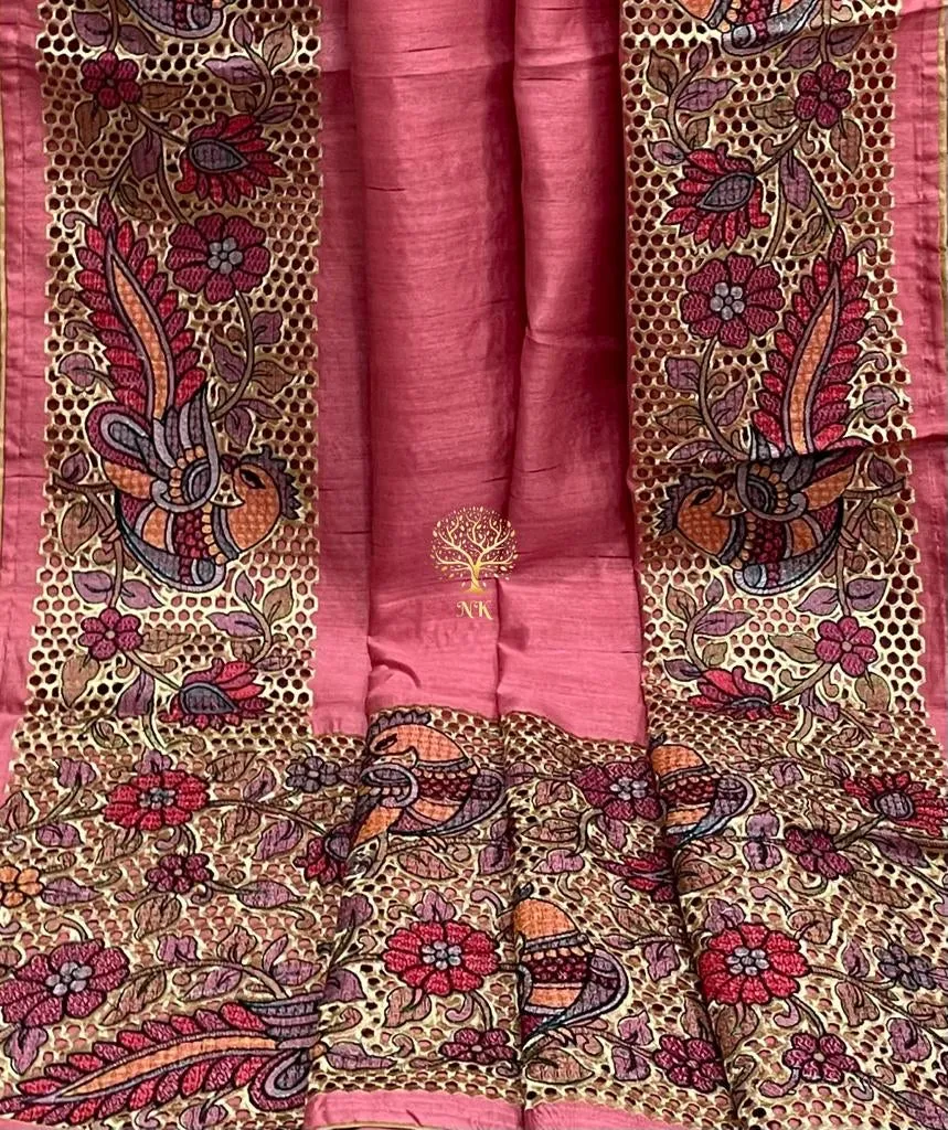 Kalamkari inspired tussar Indian saree