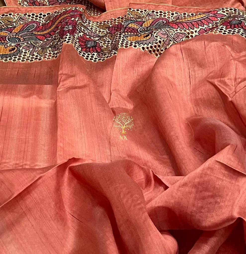 Kalamkari inspired tussar Indian saree