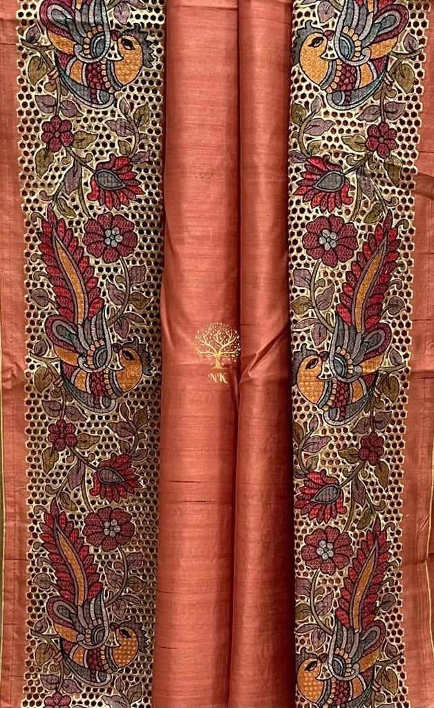 Kalamkari inspired tussar Indian saree