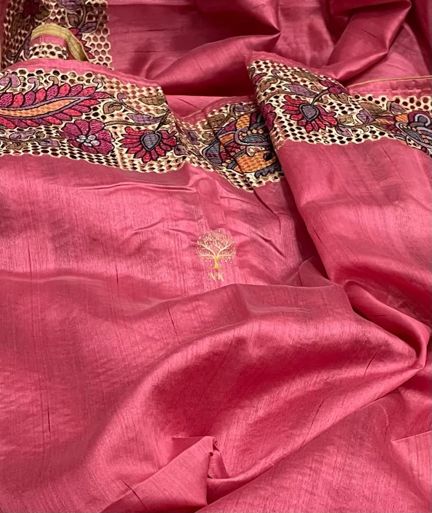 Kalamkari inspired tussar Indian saree