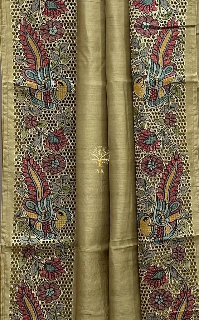 Kalamkari inspired tussar Indian saree